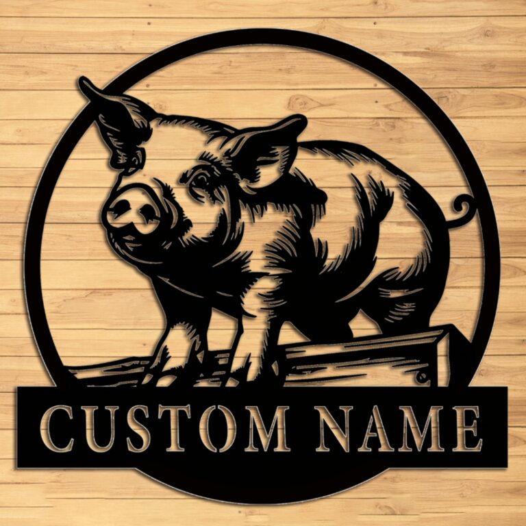 Custom Pig Metal Wall Sign-Personalized Pig Metal Wall Art-Pig Metal Wall Decor-Personalized Logo-Personalized Custom Logo-Personalized Name Wall Decor