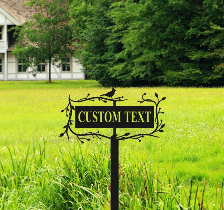 Custom Garden Sign with Stake,Metal Bird Garden Sign,Garden Name Sign,Personalized Garden Decor,Bird Yard Decor,Lawn Metal Sign,Home Gift