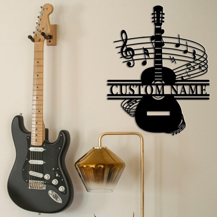 Personalized Guitar Metal Sign,Custom Guitar Wall Art Decor for Music Lovers,Metal Wall Hanging for Musicians,Guitar Studio Sign,Gift For Guitarist,8-24 Inch - Image 3