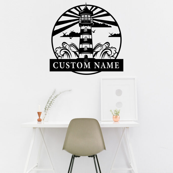 Custom Lighthouse Metal Wall Sign - Personalized Lighthouse Metal Wall Art - Lighthouse Metal Wall Decor - Lighthouse Name Signs - Lighthouse Led Decor - Image 4