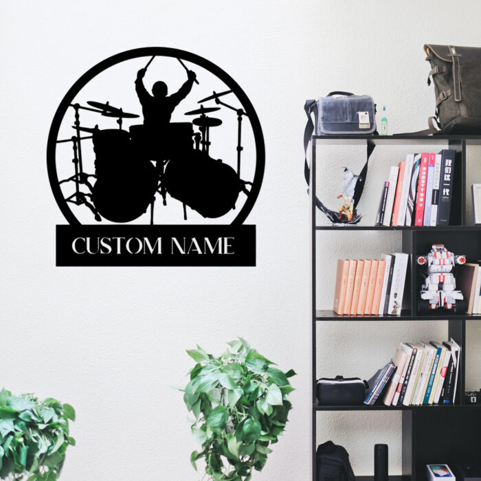 Ye Qin Hui Custom Drummer Metal Wall Sign - Personalized Drummer Metal Wall Art - Drummer Metal Wall Decor - Drummer Name Signs - Gift for Drummer - Drum Chamber Decor - Image 5