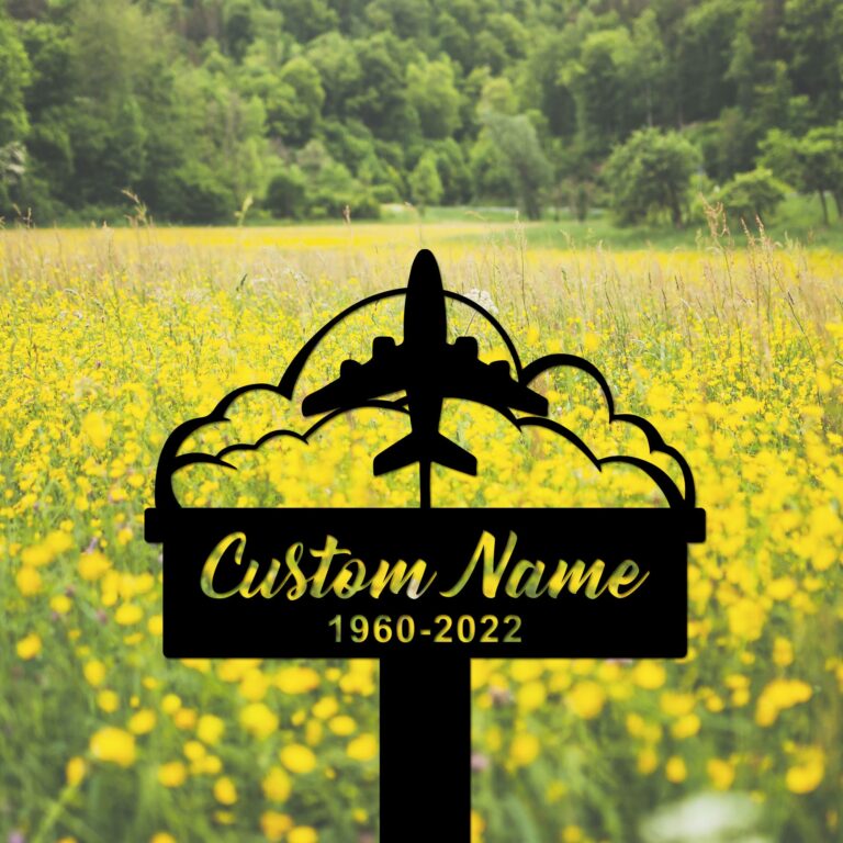 Airplane Pilot Memorial Stake Personalized, Pilot Memorial Gift, Remembrance Stake, Metal Memorial Stake Ourdoor, Pilot Grave Marker