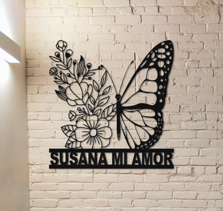 Butterfly Metal Sign,Butterfly Floral Sign,Custom Butterfly Wall Art,Garden Decor,Indoor Decor,Room Decoration,Personalized Sign Name