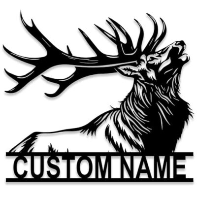 ELK Deer Head Metal Sign Wall Decor, Custom Name Metal Wall Art, Metal Sign, Personalized Hunter Cut Metal Sign, Moose Art sign??Housewarming Gifts??[Custom Color and Name] Black??8-24inch