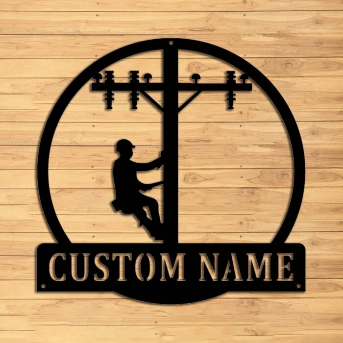 Custom Lineman Metal Wall Sign - Personalized Lineman Metal Wall Art - Lineman Metal Wall Decor - Lineman Name Sign - Lineman Metal LED Decor - Lineman Gifts