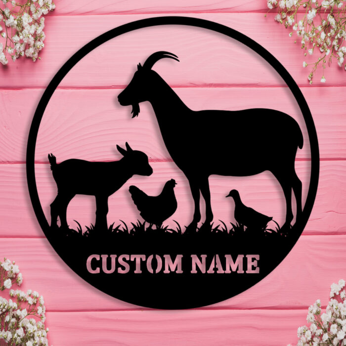 Custom Goat Farmhouse Metal Sign,Personalized Goat Name Metal Sign,Custom Metal Goat Duck Chicken Metal Wall Art,Custom Goat Family Name Sign for Room Home Front Door Decor,Personalized Goat Gift - Image 5