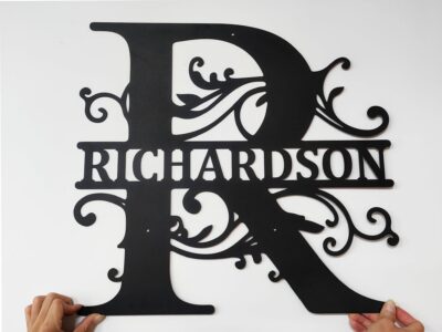 Custom Family Name Metal Sign,Personalized Last Name Sign,Monogram Wall Decor, Metal Monogram Sign Family Christmas Gifts Housewarming Gift
