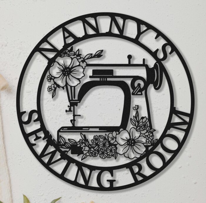 Personalised Metal Sewing Room Sign With Flower, Custom Quilting Sign For Sewing Room Decor,Gifts for Grandma,Sewing Machine Sign,Craft Room