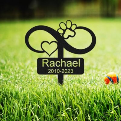Goodqueen Custom Memorial Stake Grave Marker for Dog Cat, Personalized Cat Dog Grave Marker Outdoor Pet Headstone, Customized Metal Heart Paw Memorial Dog Plaque Burial Stake Garden Grave Stake