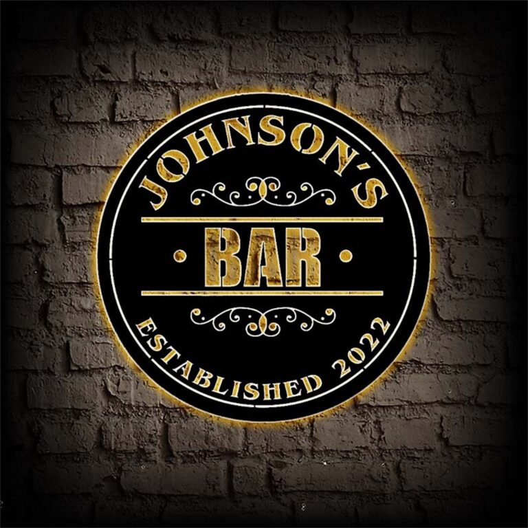 Custom Bar Sign With LED Lights,Personalized Bar Metal Wall Art,Bar Decor,Custom Pub Sign,Man Cave Decor,Outdoor Patio Sign,Outdoor Decor