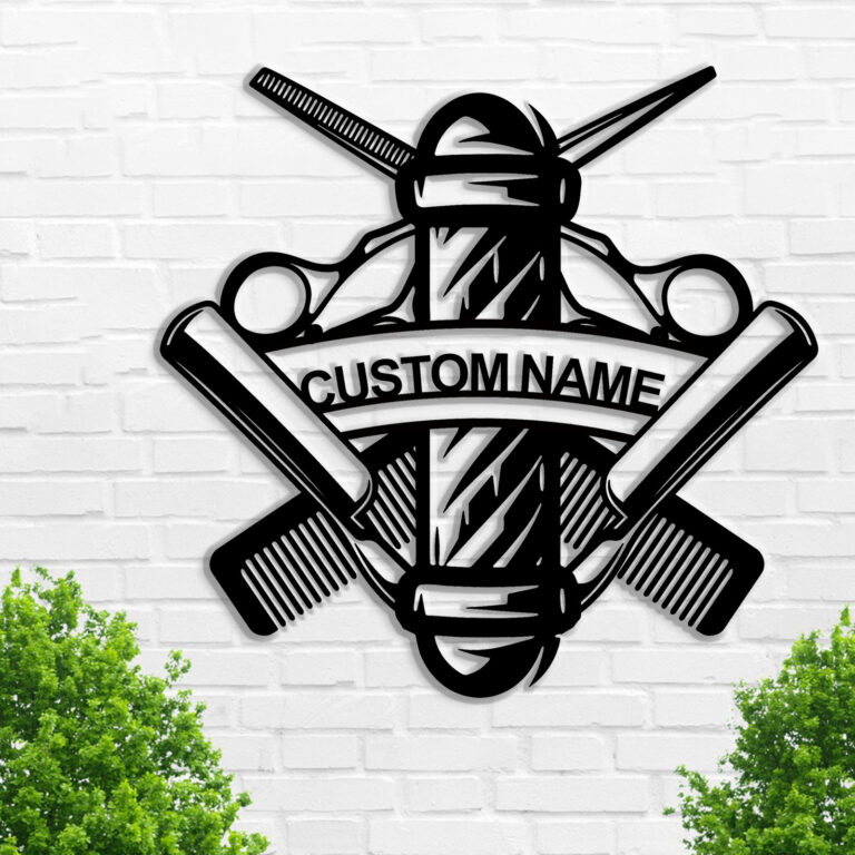 Personalized Barbershop Metal Sign | Custom Barbershop Name Wall Art | Metal Wall Decor | Barber Shop Gift | Hairstylist Gift | Housewarming Gift | 8-24 Inches - Image 2