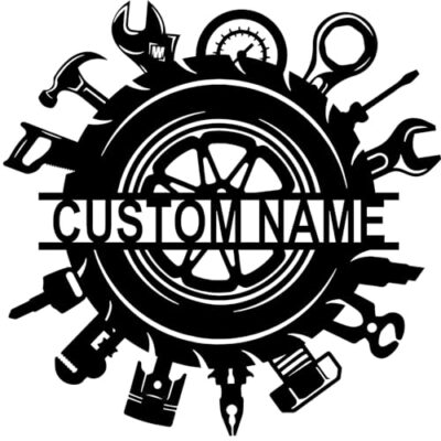 Custom Metal Garage Sign, Personalized Metal Wrench Mechanic Name Sign, Metal Wall Art, Metal Mechanic Sign Plaque Decor, Mechanic Metal Home Decor, Housewarming Gift, Black