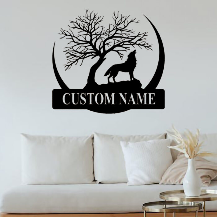 Custom Wolf Metal Wall Sign - Personalized Wolf Metal Wall Art - Wolf Metal Wall Decor - Wolf Metal Name Signs - Wolf Lover's Gifts - Wolf Howling Signs - Image 5