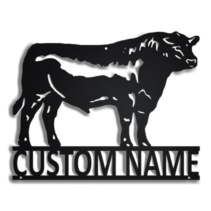 Custom Black Bull Metal Wall Art, Personalized Bull Name Sign,metal Outdoor Wall Art, Monogram Door Hanger,farmhouse Metal Sign, Farm Decoration, Cow Outdoor Custom Signs