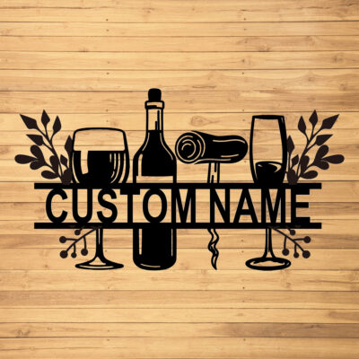Custom Wine Metal Wall Signs-Personalized Wine Metal Wall Art-Personalized Wine Sign-Metal Wine name sign-Kitchen Wine sign-Wine Led Decor