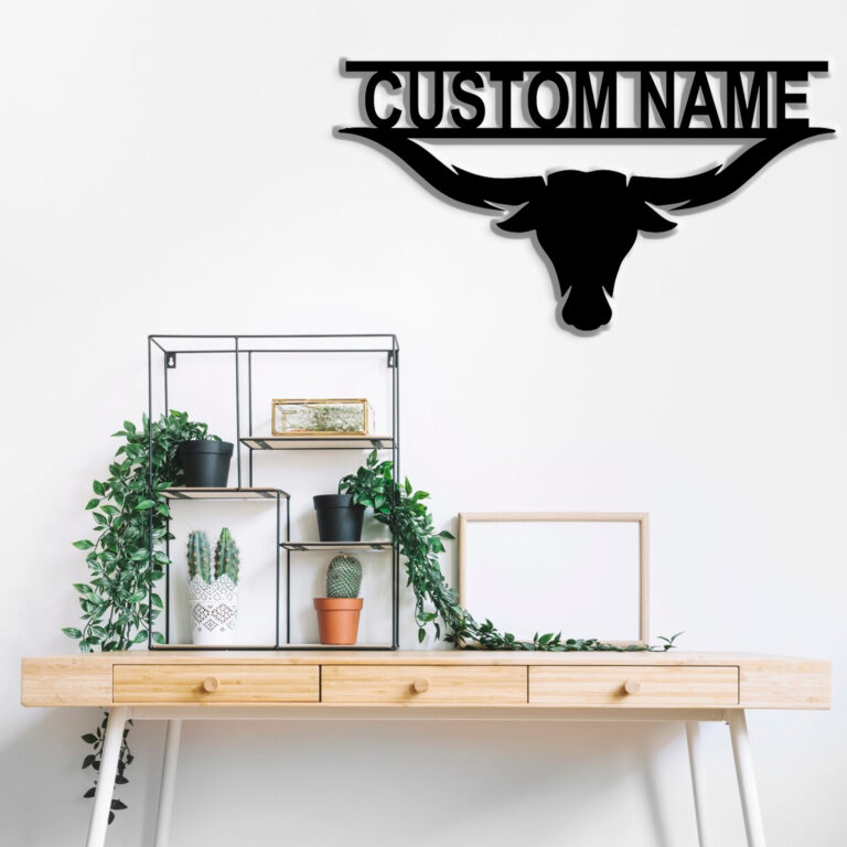 ElevateIQ Custom Longhorn Metal Wall Art | Personalized Name Sign | Southwest Decor | Longhorn Design for Unique Room Accent | 8-24 Inch, Black - Image 5