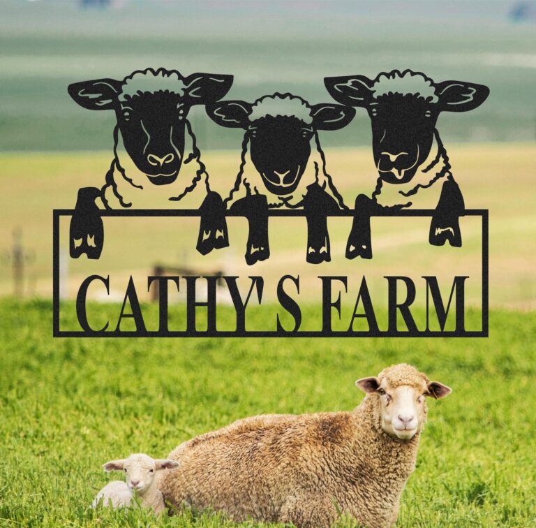 Sheep Farm Metal Sign, Custom Metal Sheep Sign,Personalized Three Sheep Metal Wall Art,Sheep Farm Decor Outdoor,Ranch Barn Sign