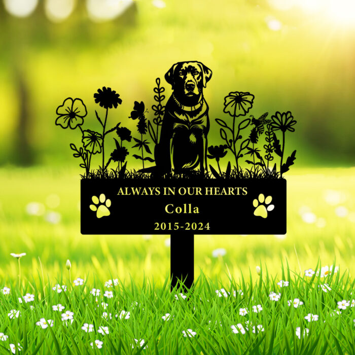 Personalized Flora Dog Grave Marker Memorial Garden Stake,Custom Dog Cemetery Garden Sign with Stake,Dog Sympathy Grave Plaque,Pet Grave Marker Memorial Engraved Sign Pet Headstones for Dog dog4 - Image 3