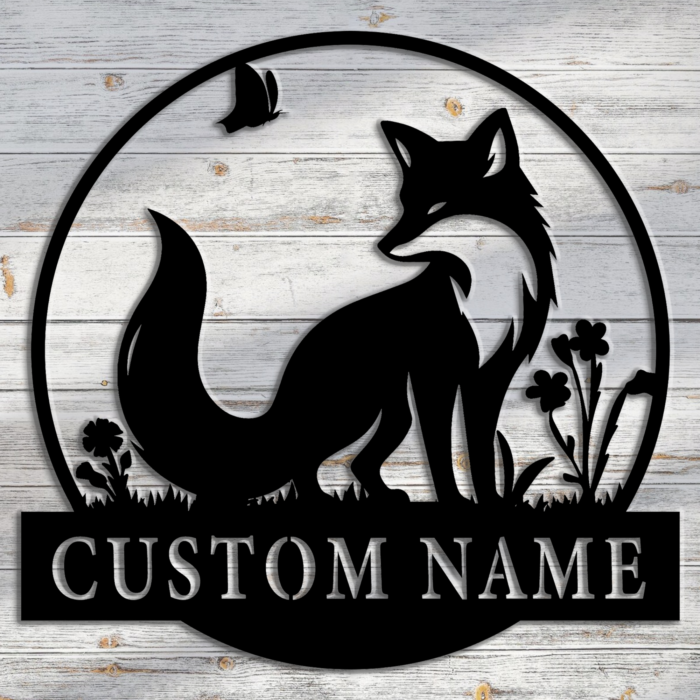 HIOKPLS Custom Floral Foxes Metal Wall Art,Personalized Foxes with Flowers Metal Sign,Foxes Metal Wall Decor, Home Decor,Foxes Cabin Sign,Foxes Lover Gift,8-24 inch