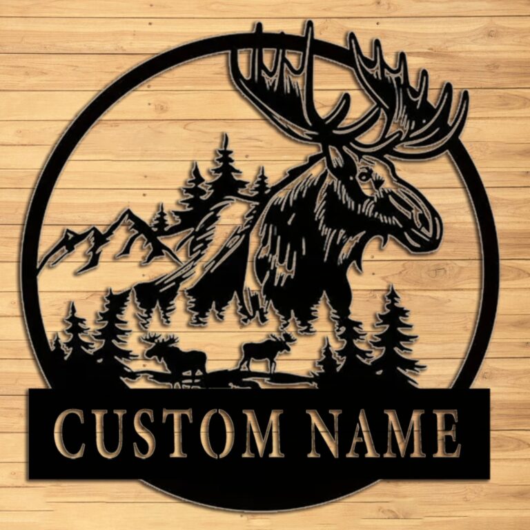 NimveWars Custom Elk Deer Metal Wall Sign-Personalized Elk Deer Metal Wall Art-Elk Deer Metal Wall Decor-Personalized Sign-Gift for Family-Name Wall Decor