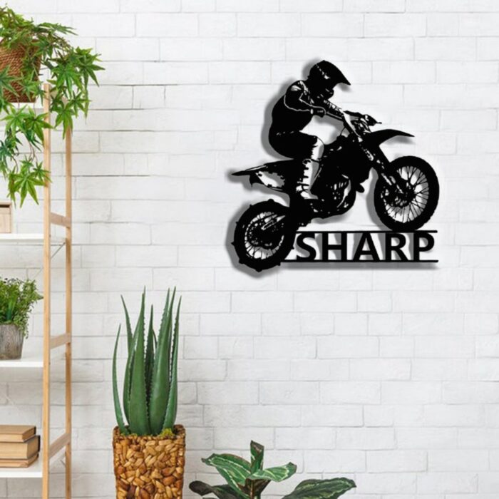 Custom Motorcycle Metal Sign,Motorcycle Metal Wall Art, Outdoor Personalized Biker Name Signs, Motocross Rider Home Decor, Motorcycle Biker Gift??Monogram Door Hanger ?? - Image 4