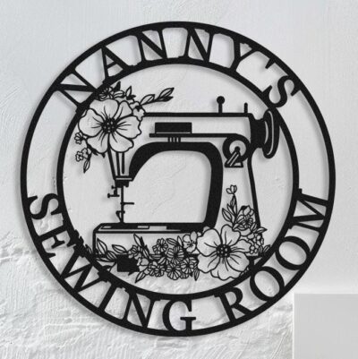 Personalised Metal Sewing Room Sign With Flower, Custom Quilting Sign For Sewing Room Decor,Gifts for Grandma,Sewing Machine Sign,Craft Room