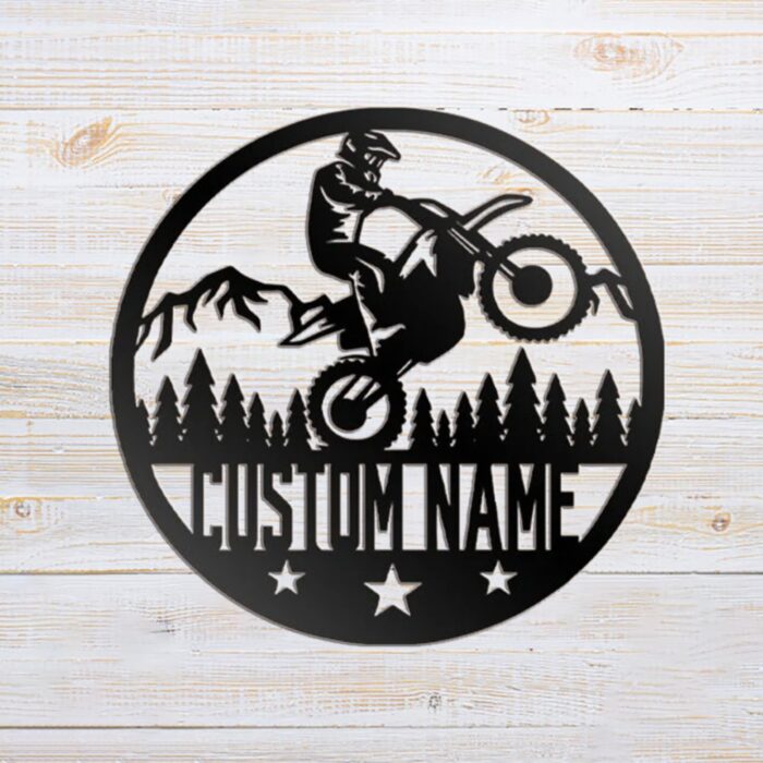 Custom Biker Metal Wall Art, Personalized Dirt Bike Name Sign Decoration for Room, Motorcycle Home Decor, Motocross Rider Monogram Wall Decor, Personalized Name Logo - Image 2