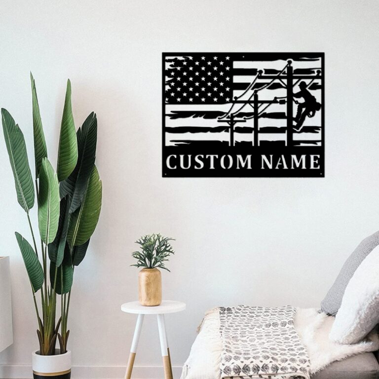 VVEDESIGN Custom Lineman Metal Wall Sign - Personalized Lineman Metal Wall Art - Lineman Metal Wall Decor - Horizontal Wall Decor - Housewarming Gift - Image 3