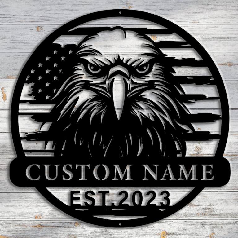 Custom Eagle Metal Wall Art,Personalized American Flag Eagle Wall Decor,Patriotic Eagle US Flag Sign,Independence Day Gift,Patriotic Gift,8-24 inch