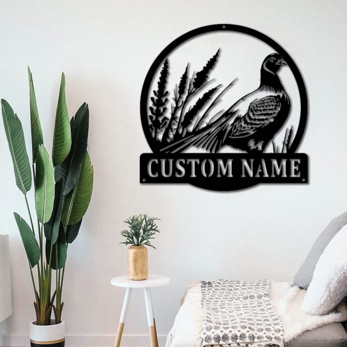 Custom Pheasant Metal Wall Sign - Personalized Pheasant Metal Wall Art - Pheasant Metal Wall Decor - Pheasant Name Sign - Pheasant Led Decor - Hunter Gifts - Image 3