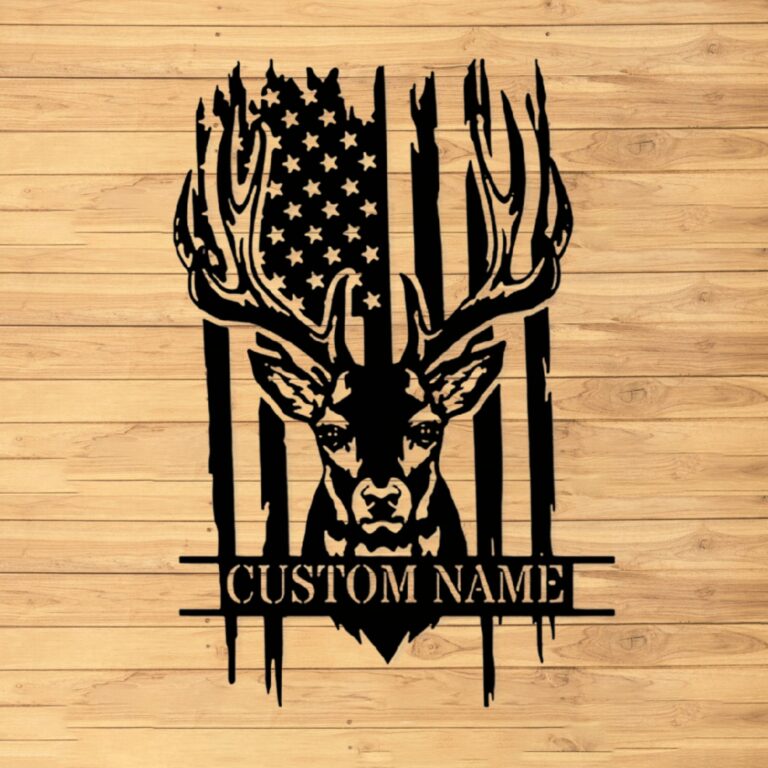 VVEDESIGN Custom Deer Metal Wall Sign - Personalized Deer Metal Wall Art - Deer Metal Wall Decor - Personalized Home Decor - Custom Metal Name Sign - Indoor Signs