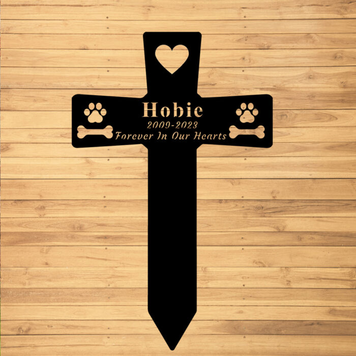 Gerryed Custom Dog Grave Markers Cross Personalized Dog Memorial Grave Stake Dog Memorial Sign Pet Grave Markers Pet Sympathy Gift Pattern 24inch - Image 4