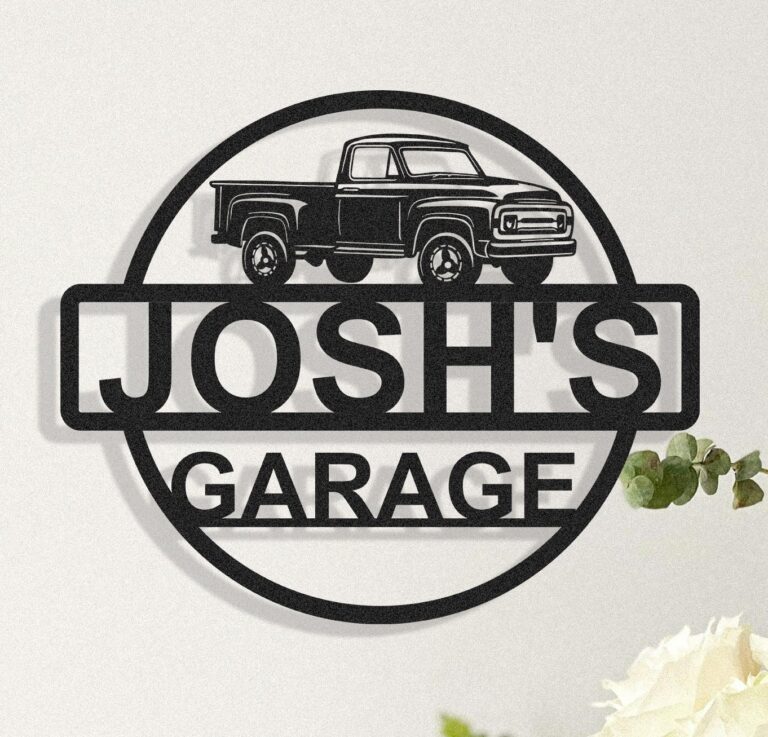 Custom Car Garage Sign, Personalised Name Garage Sign,Metal Plaque, Man Cave Sign,Wall Art Decor,Mechanic Workshop,Gifts for Dad Him Grandpa