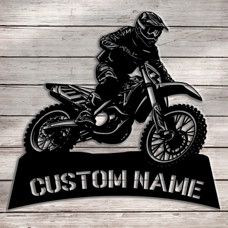 Custom Dirt Bike Metal Wall Art | Dirtbike Metal Sign | Motocross Decor | Biker Name Metal Sign | Motorcycle Biker Gift | 8-24 Inch