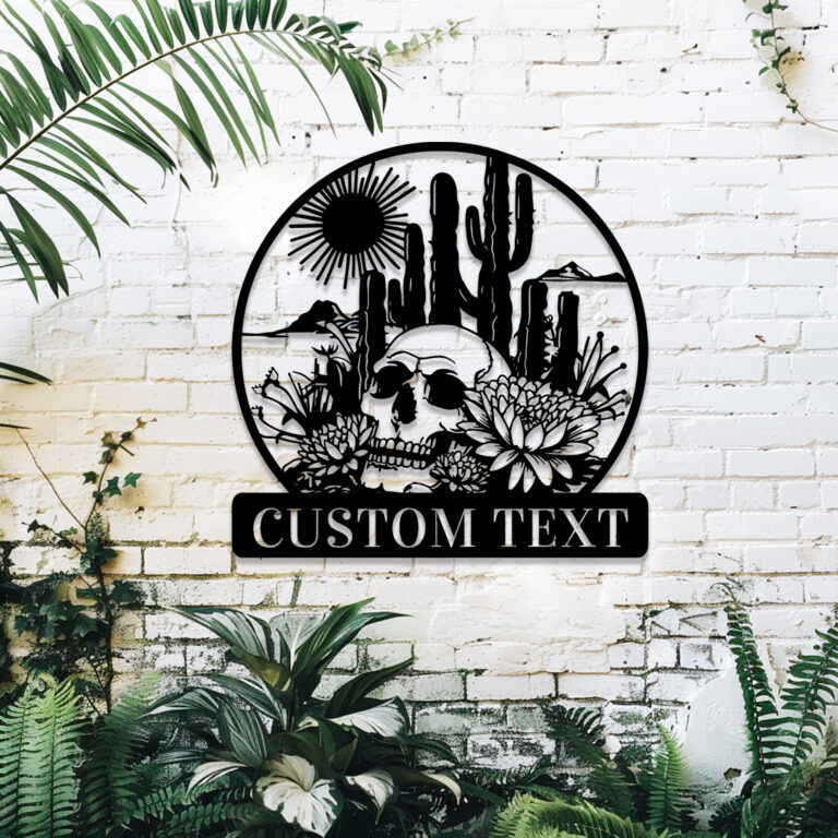 Personalized Cactus Skull Metal Sign, Custom Skull Cactus Sign Outdoor Metal Wall Art Wall Decor Sign, Customized Flowers Skull Wall Sign Skull Name Sign Skull Garden Sign Wall Sculpture - Image 2