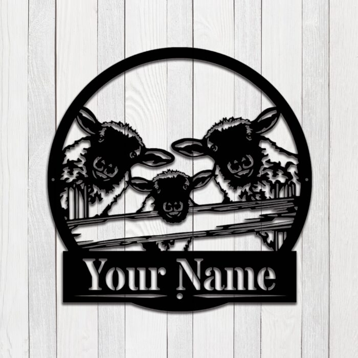 MOKPSAER Custom Sheep Metal Wall Sign - Personalized Sheep Metal Wall Art - Sheep Metal Wall Decor - Sheep Farm Signs - Gift for Farmer - Sheep Led Decor