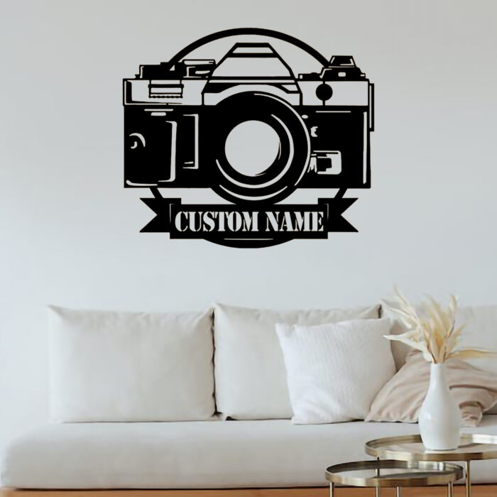 Politesers Custom Photography Metal Wall Sign - Photography Metal Wall Art - Photography Metal Decor - Camera Metal Sign - Photographer Name Signs - Photography Lovers Gift - Image 2