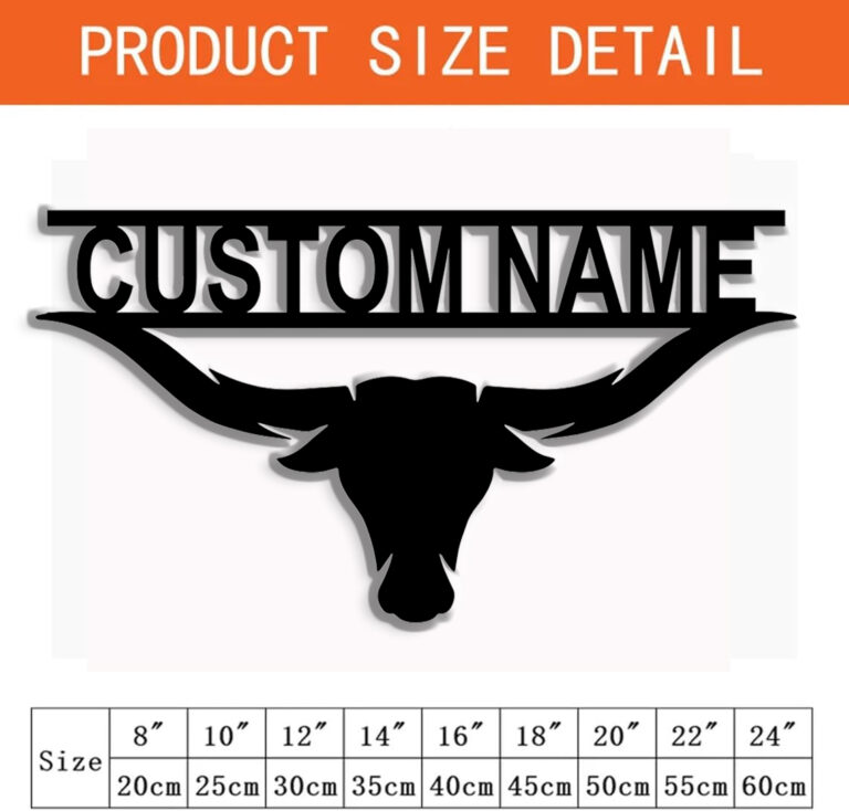 ElevateIQ Custom Longhorn Metal Wall Art | Personalized Name Sign | Southwest Decor | Longhorn Design for Unique Room Accent | 8-24 Inch, Black - Image 7