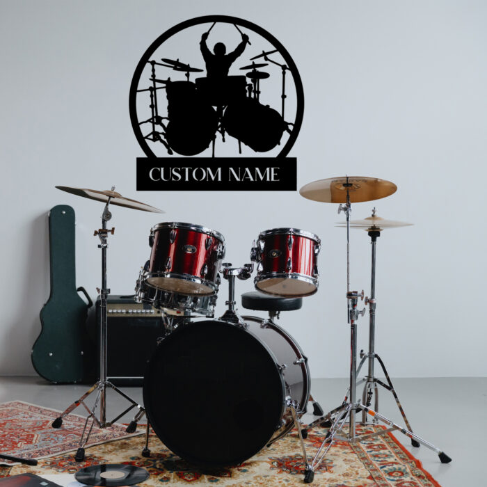 Ye Qin Hui Custom Drummer Metal Wall Sign - Personalized Drummer Metal Wall Art - Drummer Metal Wall Decor - Drummer Name Signs - Gift for Drummer - Drum Chamber Decor - Image 3