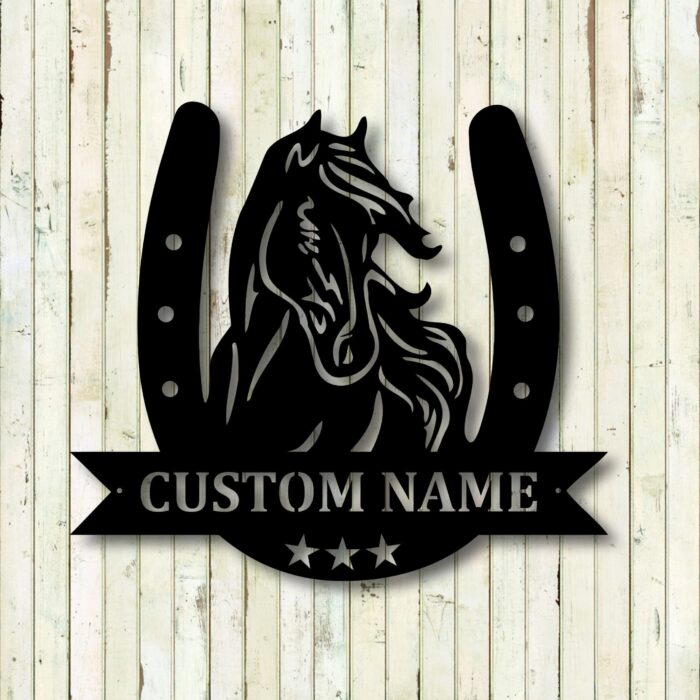 IOVEQG Custom Horse Metal Wall Art, Personalized Horse Farm Name Sign, Decoration for Living Room, Farmer Decor, Home Horse Lover - Image 3