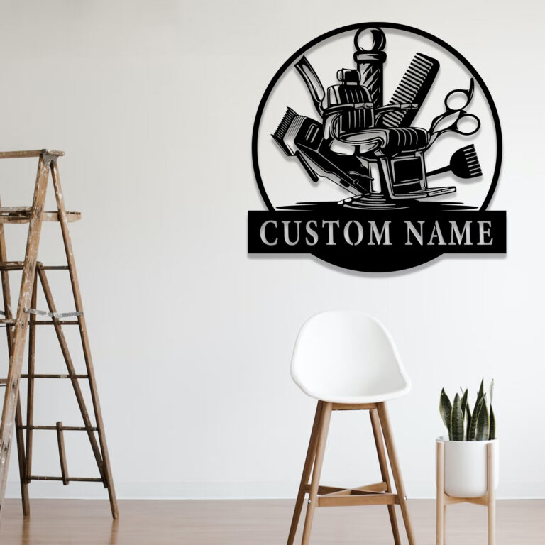 Jenelle Arts Custom Barbershop Metal Wall Art, Personalized Barbershop Sign, Decor for Barbershop, Barbershop Metal Decor, Hairdressers Gift, 8-24 Inch, 18inch, Black - Image 4