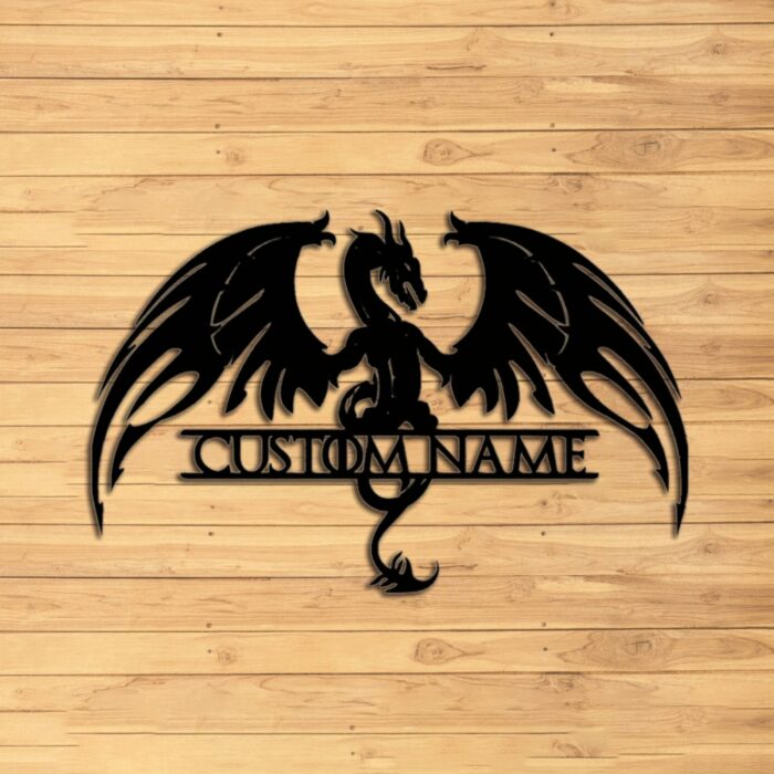 Custom Dragon Metal Wall Signs - Personalized Dragon Metal Wall Art - Dragon Metal Wall Decor - Dragon Name Signs - Dragon Lover's Gifts - Family Name Dragon Signs