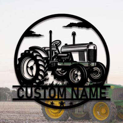 Custom Tractor Metal Sign, Personalized Tractor Metal Name Art, Decor For Farm, Tractor Metal  Decor, Gifts for Farmer, 8-24 Inch