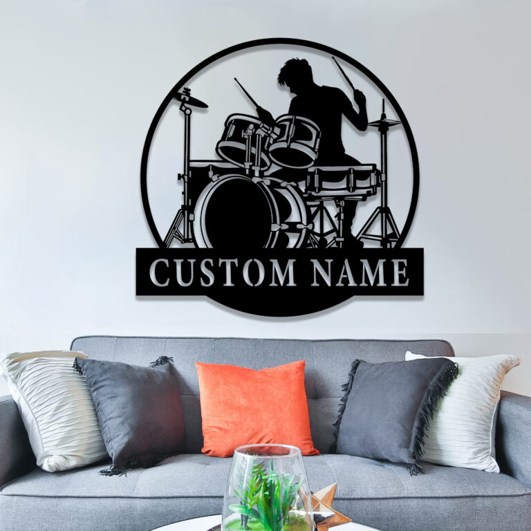 Jenelle Arts Custom Drummer Metal Wall Art, Personalized Drummer Name Sign, Personalized Decor for Music Lovers, Drummer Decor, Drummer Gifts, Drummer Metal Home Decor, Music Room Decor, 8-24 Inches - Image 3