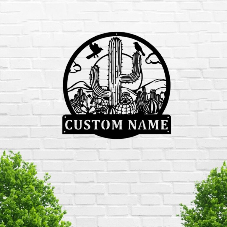 VVEDESIGN Custom Cactus Metal Wall Sign - Personalized Cactus Metal Art - Cactus Metal Wall Decor - Customized Signs - Housewarming Gifts - Indoor Signs - Image 2