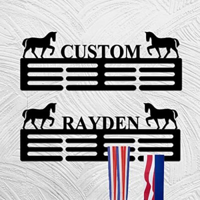 Gerryed Custom Medal Hanger Horse Ribbon Holder, 12 Rungs for Medals & Ribbons Horse Riding Medal Hanger Display Rack Equestrian Gift