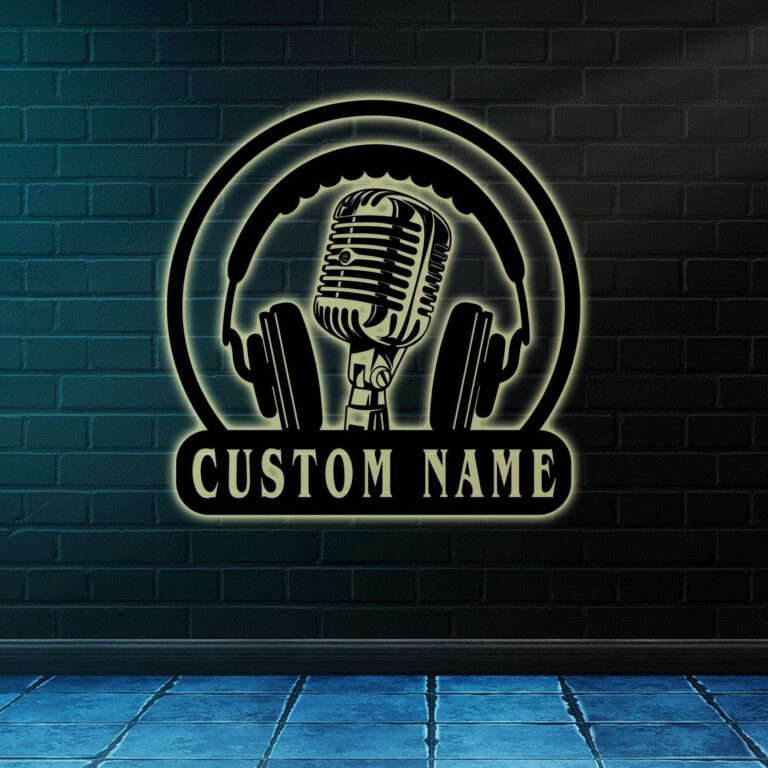 Custom Music Audio Studio Metal Wall Art Recording Studio Sign Personalized Music Room Sign Microphone Headphones Sign Music Artist Gift