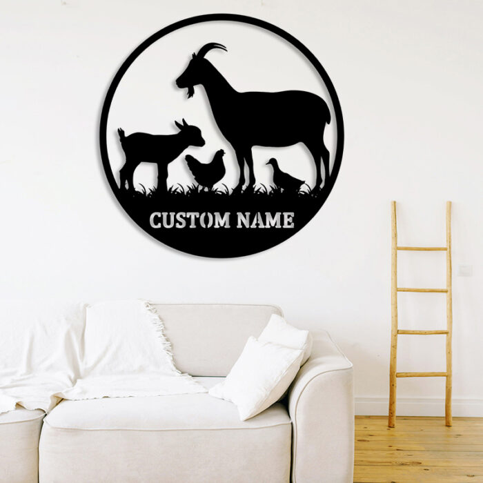 Custom Goat Farmhouse Metal Sign,Personalized Goat Name Metal Sign,Custom Metal Goat Duck Chicken Metal Wall Art,Custom Goat Family Name Sign for Room Home Front Door Decor,Personalized Goat Gift - Image 4