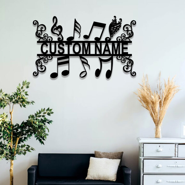 Jenelle Arts Personalized Music Notes Metal Sign, Custom Name Music Teacher Metal Wall Art, Music Room, Home Decor, Gift for Music Teacher, Ideal for Home Decor & Gift, Black, 8-24 Inch, 18inch - Image 4