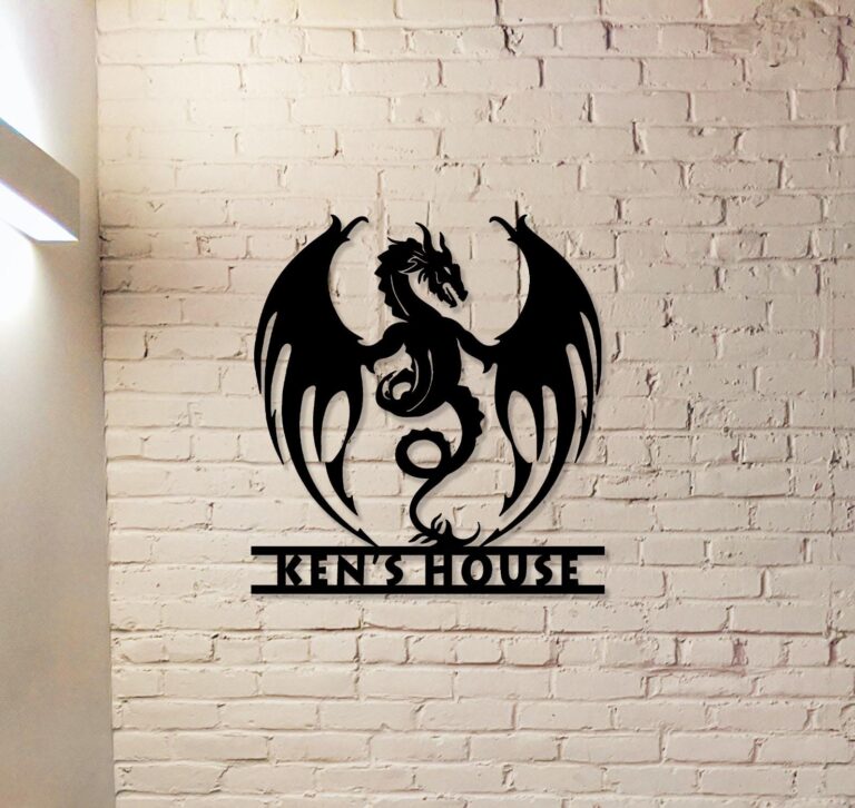 Dragon Monogram Sign,Custom Dragon Metal Art,Dragon Name House Sign,Nursery Decor,Personalized Last Name Sign,Room Decor,Dragon wall art